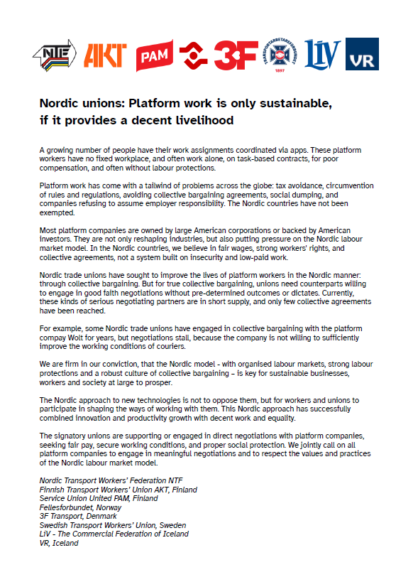 platform work letter